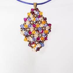 Pendant 30cm - Malvina Rhombus M-Purple Leather - Pendant 30cm - Laiton bronze